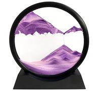 SANDCLE Moving Sand Art Picture in Motion, 3D Deep Sea Sandscape, Round Glass Frame Display Painting, Relaxing Decor for Office Desktop Home (Purple, 7")