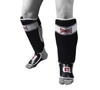 SANDEE ADULTS SPORT MUAY THAI SHIN PADS - BLACK (L/XL)