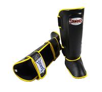 Sandee Authentic Black & Yellow Leather Boot Shinguard-L