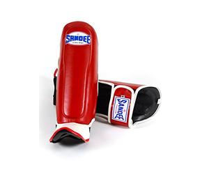 Sandee Authentic Red & White Synthetic Leather Boot Shinguard-JNR