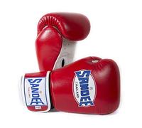 Sandee Boxing Gloves Authentic Leather Red White Muay Thai Kickboxing MMA Sold by MinotaurFightStore (16oz)