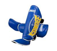 Sandee Cool-Tec Muay Thai Shin Guards - Blue/Yellow-Medium