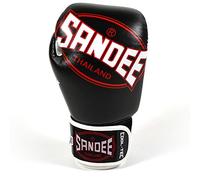 Sandee CoolTec Leather Adult Boxing Gloves (Black, 12oz)