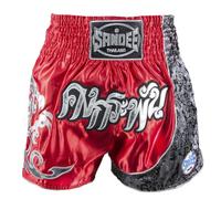 Sandee Unbreakable Thai Shorts - Kids XXS - Adults XL 26"-36" Waist (L-34", Red & Black)