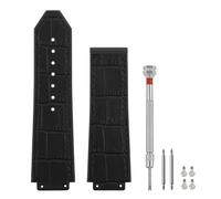 SANDEIN 25mm Leather Watch Bands Compatible with Hublot Big Bang, Soft Silicone Rubber Lined Replacement Wrist Strap for Hublot Big Bang Watch Straps (Black/Black Stitching)