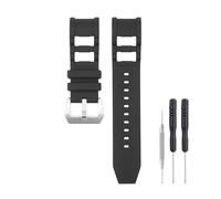SANDEIN 26mm Watch Band Compatible with Invicta, Soft Silicone Rubber Replacement Wrist Strap for Invicta Russian Diver Watch Straps (Black + Silver Buckle), 24x26mm