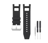 SANDEIN 28mm Watch Band Compatible with Invicta, Soft Silicone Rubber Replacement Wrist Strap for Invicta Subaqua Noma III Watch Straps (Black + Silver Buckle)