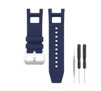 SANDEIN 28mm Watch Band Compatible with Invicta, Soft Silicone Rubber Replacement Wrist Strap for Invicta Subaqua Noma III Watch Straps (Blue + Silver Buckle)
