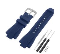 SANDEIN Watch Band Compatible with Michael Kors, Soft Silicone Rubber Replacement Wrist Strap for Michael MK8152 MK8356 Watch, Black (Blue+silver buckle)