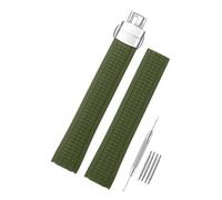 SANDEIN Watch Band Compatible with Patek Philippe Aquanaut PP 5164 5165 5167R 5168 5968 5267, Soft Silicone Rubber Replacement Wrist Strap for Patek Philippe Aquanaut Watch Straps (Army Green + Silver