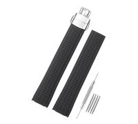 SANDEIN Watch Band Compatible with Patek Philippe Aquanaut PP 5164 5165 5167R 5168 5968 5267, Soft Silicone Rubber Replacement Wrist Strap for Patek Philippe Aquanaut Watch Straps (Black + Silver