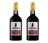 Sandeman Fine Ruby Port 2 x 75cl | Premium Portuguese Ruby Port | Ripe Plum & Strawberry Notes | Full-Bodied, Smooth & Juicy | 19.5% ABV | Classic Sandeman Port