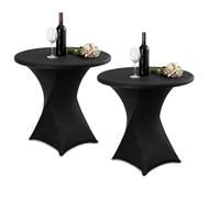SANDERLA 2 Pack Cocktail Stretch Bar Table Covers, Elastic Tablecloths 32"x43", Perfect for Bars, Weddings, Black