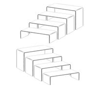 SANDERLA 8 Pcs Acrylic Display Risers, Four Tier Clear Rectangular Step Display Rack Cupcake Dessert Rack for Showcasing Jewelry Perfumes Cosmetics Organization