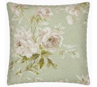 Sanderson Adele Chenille Feather Filled Cushion - Floral Heritage Decorative Accent Pillow with Piped Trim (Sage - 50x50cm)