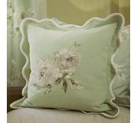 Sanderson Adele Floral Embroidered Cushion In Light Green Light Green 45cm x 45cm