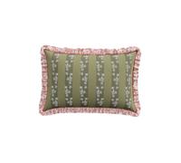 Sanderson Chestnut Tree Stripe Frill Square Cushion Green Mix
