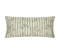Sanderson Chinese Lanterns Feather Filled Cushion - Floral Embroidered Striped Decorative Accent Pillow (Sage - 30x65cm)