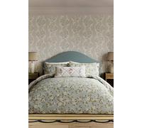 Sanderson 'Damson Blossom' Cotton Duvet Cover Set in Light Blue | Size: Double