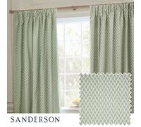 Sanderson Hutton Room Darkening Pencil Pleat Curtain Pair - Ikat Woven Jacquard Lined Drapes (Sage - 168x137cm)