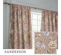 Sanderson Porcelain Garden Printed Chenille Room Darkening Pencil Pleat Curtain Pair Blush (W)168Cm X (D)137Cm
