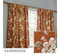Sanderson Porcelain Garden Printed Chenille Room Darkening Pencil Pleat Curtain Pair Rust (W)168Cm X (D)229Cm