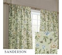 Sanderson Porcelain Garden Printed Chenille Room Darkening Pencil Pleat Curtain Pair Sage (W)117Cm X (D)183Cm
