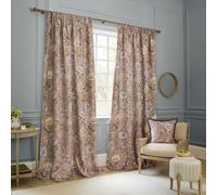 Sanderson Porcelain Garden Printed Chenille Room Darkening Pencil Pleat Curtain Pair Blush (W)117Cm X (D)137Cm
