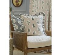 Sanderson Pure Cotton Sessile Leaf Ruffle Cushion Natural Mix