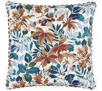 Sanderson Robins Wood Feather Filled Cushion - Botanical Oak Leaf Decorative Accent Pillow with Trim (Russet/Ink - 50x50cm)