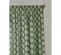 Sanderson Sessile Leaf Pencil Pleat Curtains Dark Green Mix