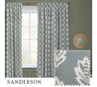 Sanderson Sessile Leaf Room Darkening Pencil Pleat Curtain Pair - Lined Botanical Oak Leaf Drapes (Delph Blue - 229x137cm)