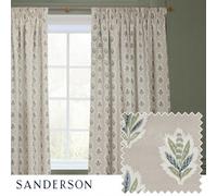 Sanderson Sessile Leaf Printed Room Darkening Pencil Pleat Curtain Pair Flax (W)117Cm X (D)137Cm