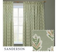 Sanderson Sessile Leaf Printed Room Darkening Pencil Pleat Curtain Pair Sage (W)117Cm X (D)137Cm