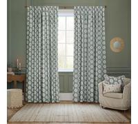 Sanderson Sessile Leaf Room Darkening Pencil Pleat Curtain Pair - Lined Botanical Oak Leaf Drapes (Delph Blue - 168x137cm)