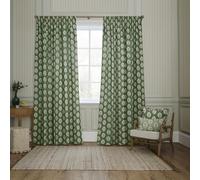 Sanderson Sessile Leaf Room Darkening Pencil Pleat Curtain Pair - Lined Botanical Oak Leaf Drapes (Leaf Green - 168x229cm)