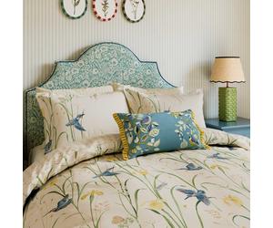 Sanderson x National Trust Kingfisher & Iris Super Kingsize Duvet Cover Set, Azure & Linen