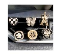 Sandfren Bling Car Air Vent Clip, 6PCS Crystal Rhinestone Pearl Cute Vehicle Vent Outlet Charm Clip, Diamond Auto Interior Decoration Accessories, Universal for SUV Sedan Truck (Style B)