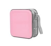 Sandfren Car CD Case, 48 Capacity Hard Plastic & Non-Woven Fabric Vehicle DVD Case Holder with Zipper, Portable Automotive Disc Wallet Storage Organizer Binder for Travel, Universal Fit (Pink)