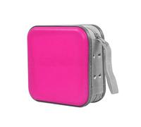 Sandfren Car CD Case, 48 Capacity Hard Plastic & Non-Woven Fabric Vehicle DVD Case Holder with Zipper, Portable Automotive Disc Wallet Storage Organizer Binder for Travel, Universal Fit (Rose Red)