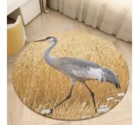 Sandhill Crane in Golden Oats Round Area Rug - Non-Slip Circle Doormat for Entryway, Washable Low-Profile Throw Rugs for Living Room, Bedroom, Office, Kitchen, Stain Resistant Floor Mat 80 * 80cm