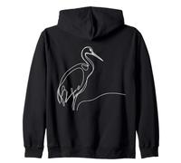 Sandhill Crane Line Art Birdwatcher Zip Hoodie
