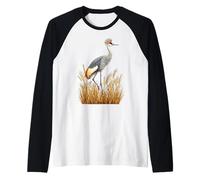 Sandhill Crane Majestic Wheat Field Raglan Baseball Tee
