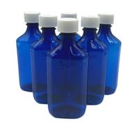 Sandhill Tools Medicine 8 oz Graduated Oval Cobalt Blue Pharmaceutical Grade Bottles And Caps (6 Pack)
