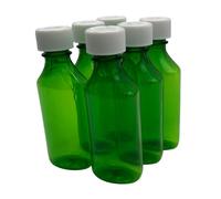 Sandhill Tools Premium Green Oval Plastic Liquid Medicine Bottles with Child Resistant Caps 4 oz (Pack of 6)