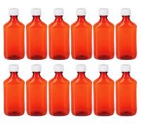 Sandhill Tools Premium Oval Plastic Liquid Medicine Bottles with Child Resistant Caps 8 Oz, Pharmacy Leak Proof Travel Containers for liquids and Lotions (12 Pack)