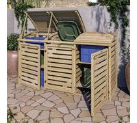 sandiacre outdoor wooden single bin storage cabinet with double box store in natural