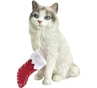 Sandicast Bicolor Ragdoll Cat with Stocking Christmas Ornament