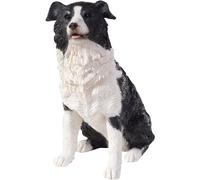Sandicast Border Collie Sculpture, Sitting, Small Size,Black