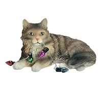 Sandicast Brown Tabby Maine Coon Cat with Holiday Lights Christmas Ornament, Multi Color (XSO33901)